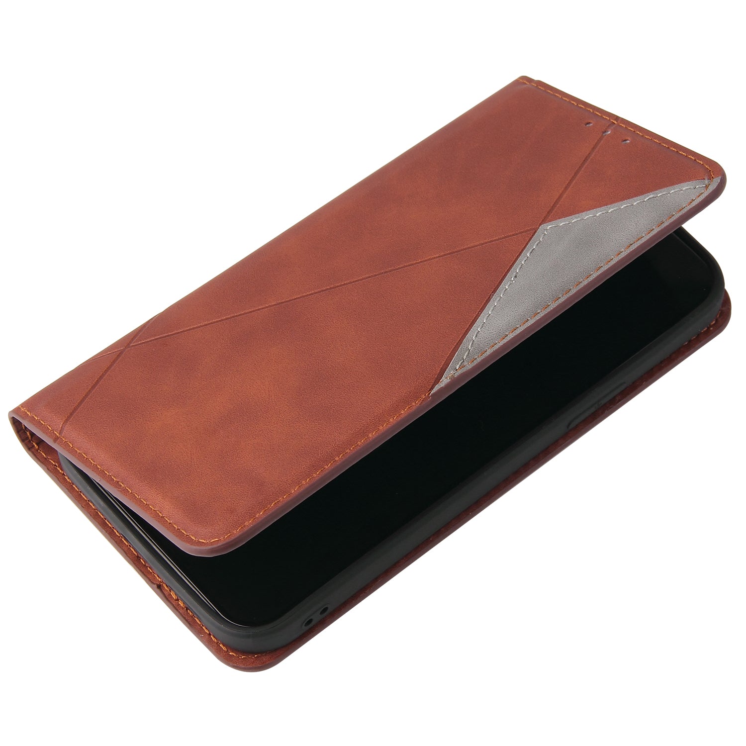 Silky Touch Rhombus Pattern Splicing Leather Stand Case for Samsung Galaxy S20 4G/S20 5G - Brown