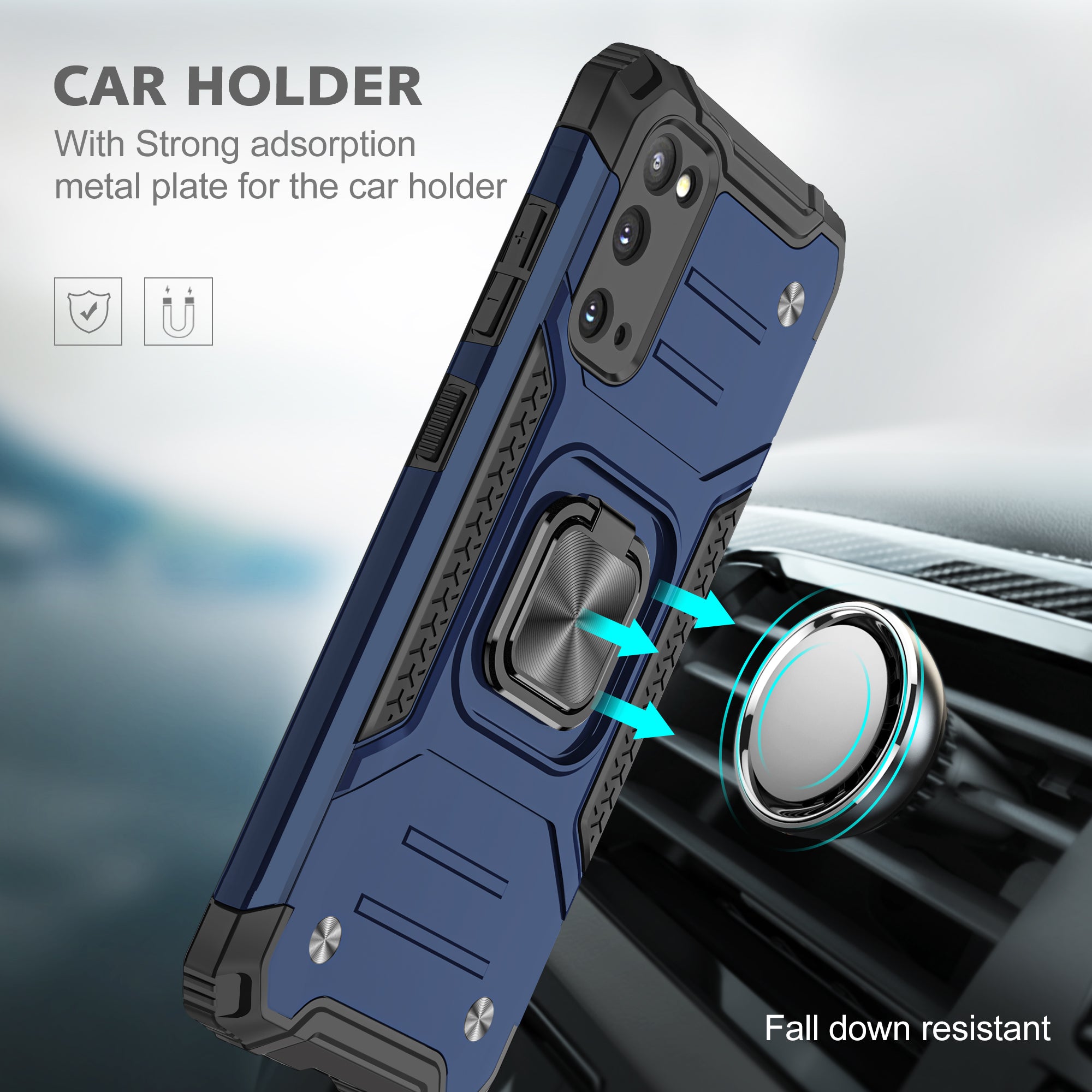 Detachable 2-in-1 Armor Style Kickstand TPU + PC Shell with Metal Sheet for Samsung Galaxy S20 4G/S20 5G - Blue