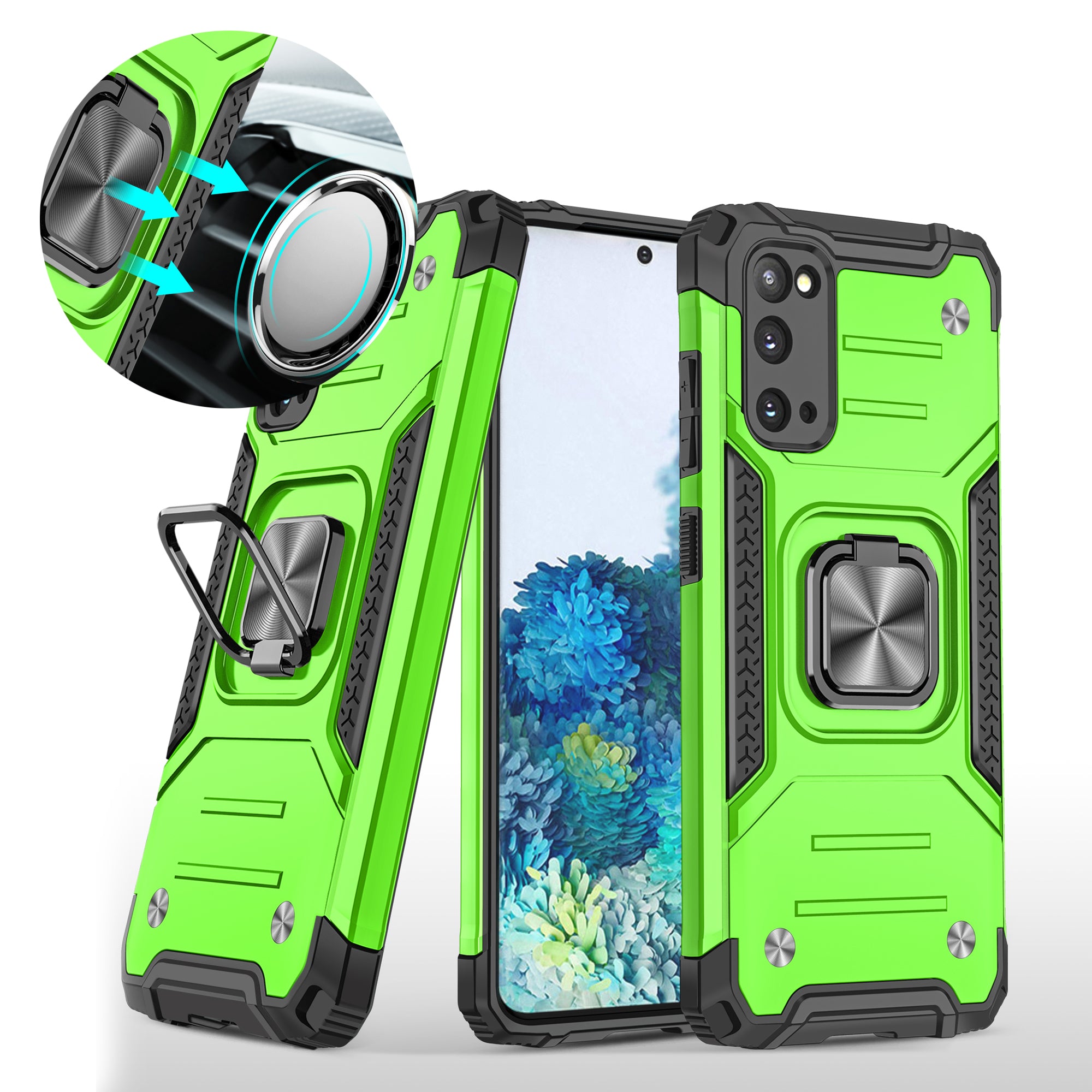 Detachable 2-in-1 Armor Style Kickstand TPU + PC Shell with Metal Sheet for Samsung Galaxy S20 4G/S20 5G - Green