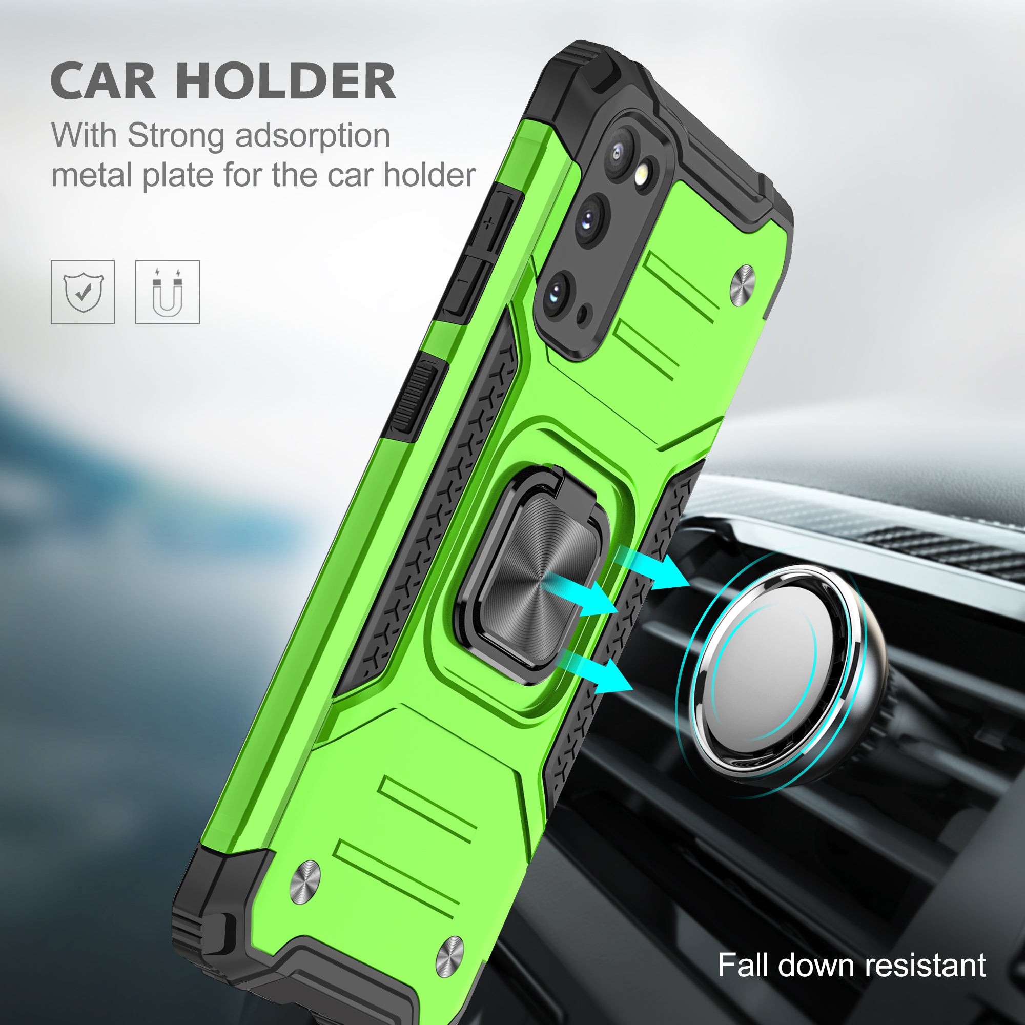 Detachable 2-in-1 Armor Style Kickstand TPU + PC Shell with Metal Sheet for Samsung Galaxy S20 4G/S20 5G - Green