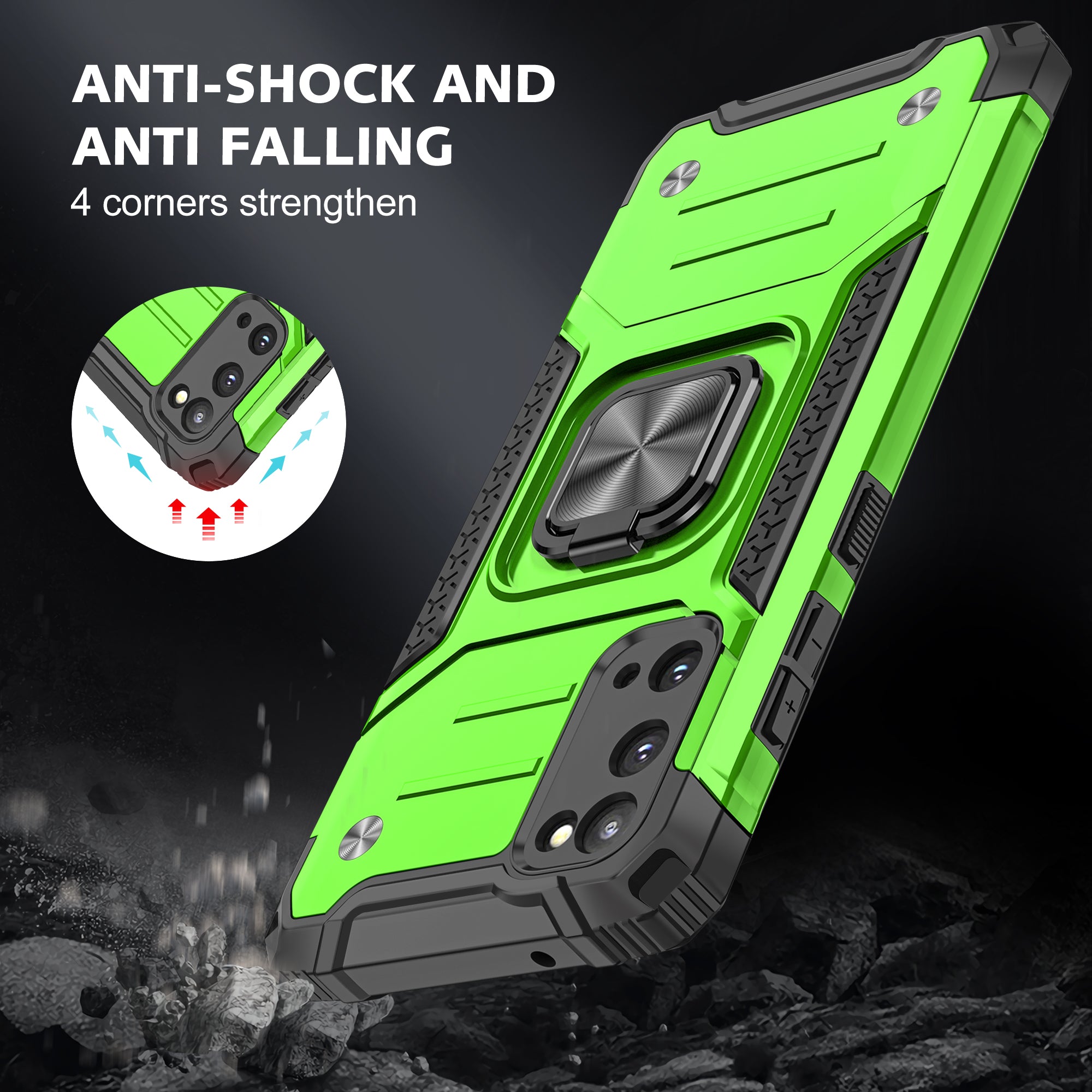 Detachable 2-in-1 Armor Style Kickstand TPU + PC Shell with Metal Sheet for Samsung Galaxy S20 4G/S20 5G - Green