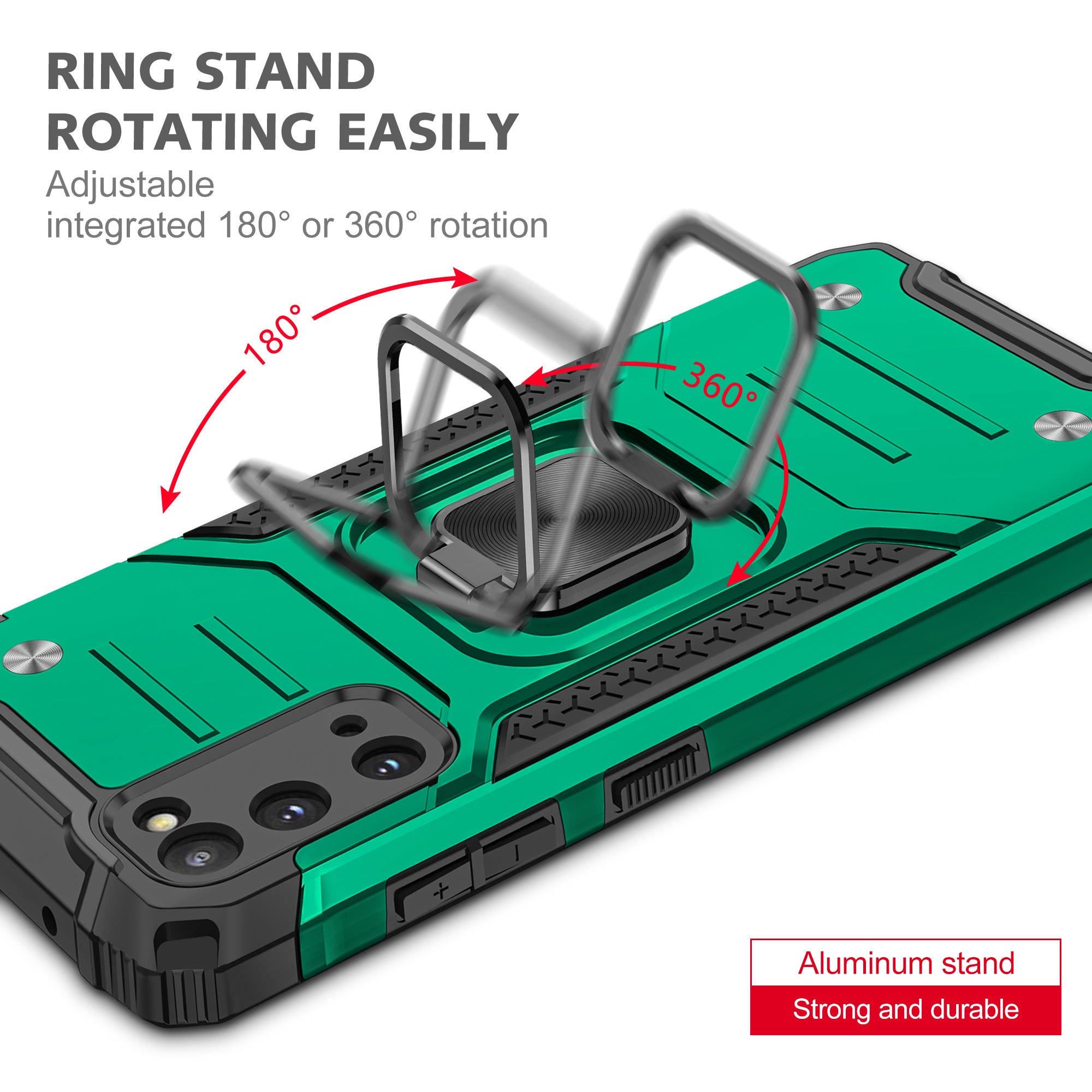 Detachable 2-in-1 Armor Style Kickstand TPU + PC Shell with Metal Sheet for Samsung Galaxy S20 4G/S20 5G - Blackish Green