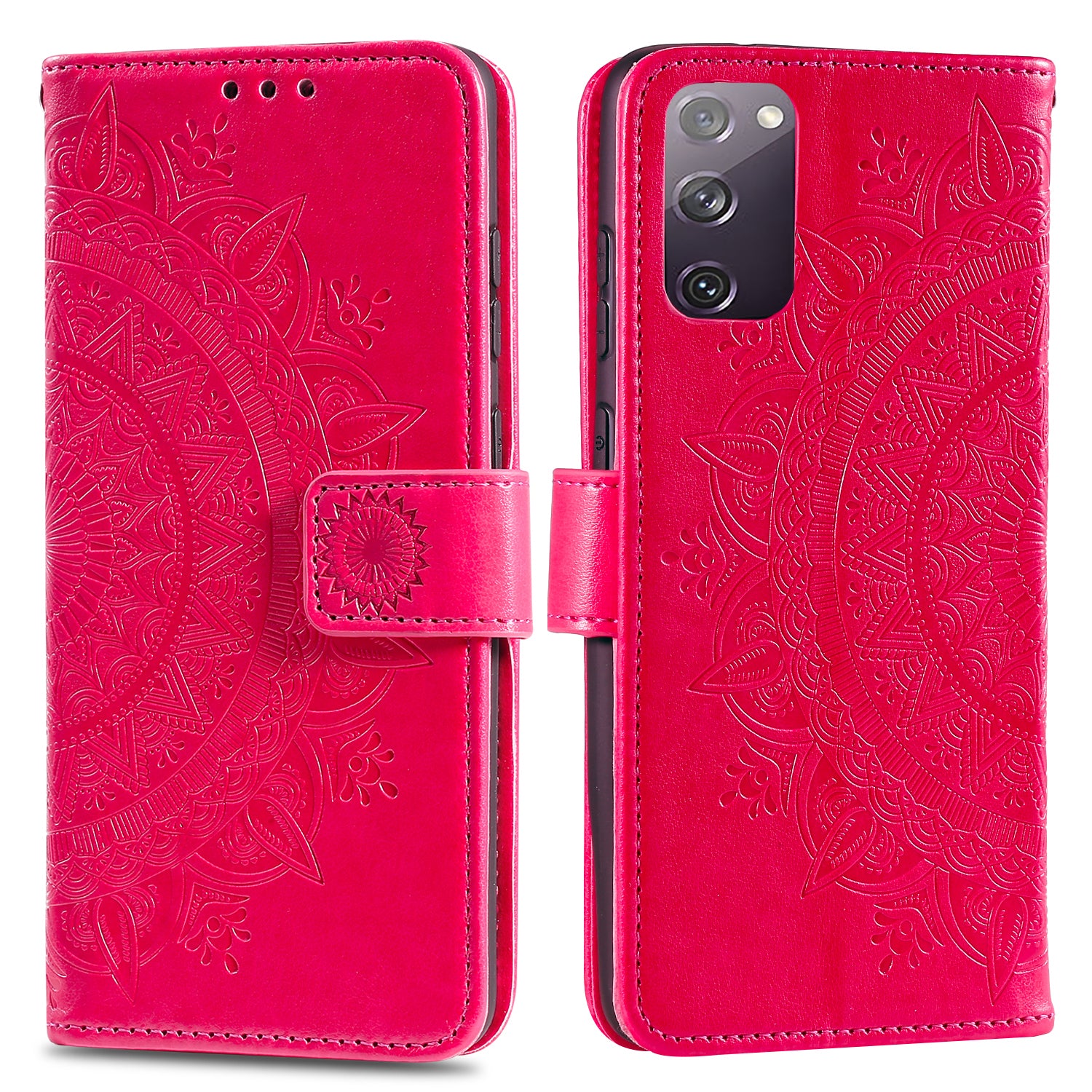 Imprint Flower Leather Cover for Samsung Galaxy S20 FE 4G/5G/S20 Lite/S20 FE 2022 - Rose