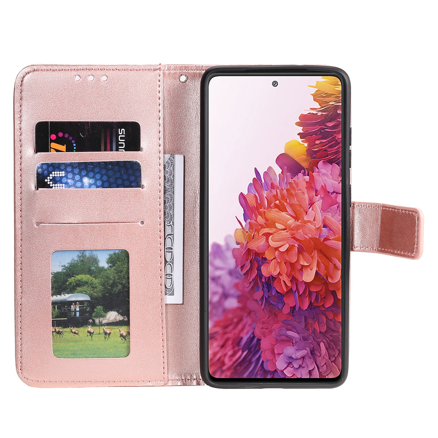 Imprint Flower Leather Cover for Samsung Galaxy S20 FE 4G/5G/S20 Lite/S20 FE 2022 - Rose Gold