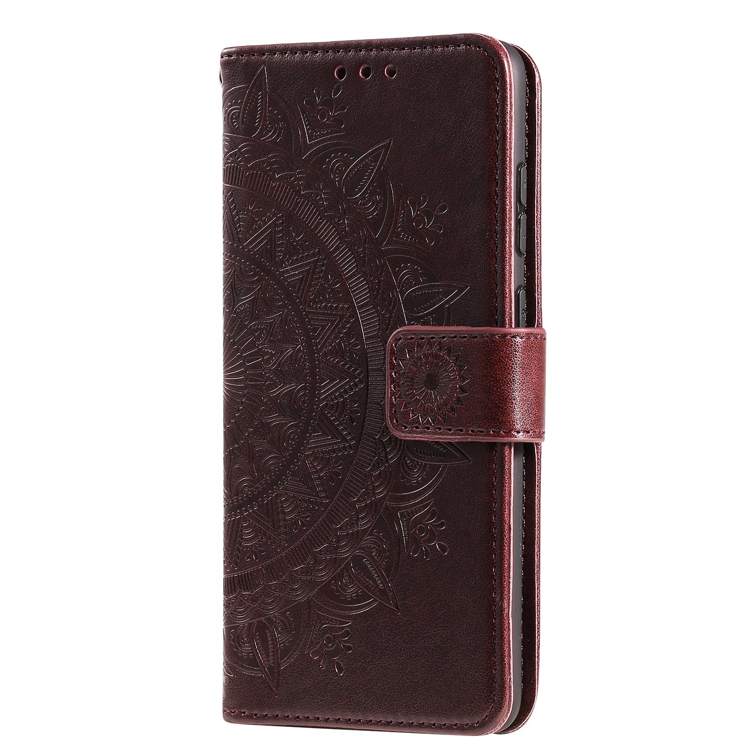 Imprint Flower Leather Cover for Samsung Galaxy S20 FE 4G/5G/S20 Lite/S20 FE 2022 - Brown