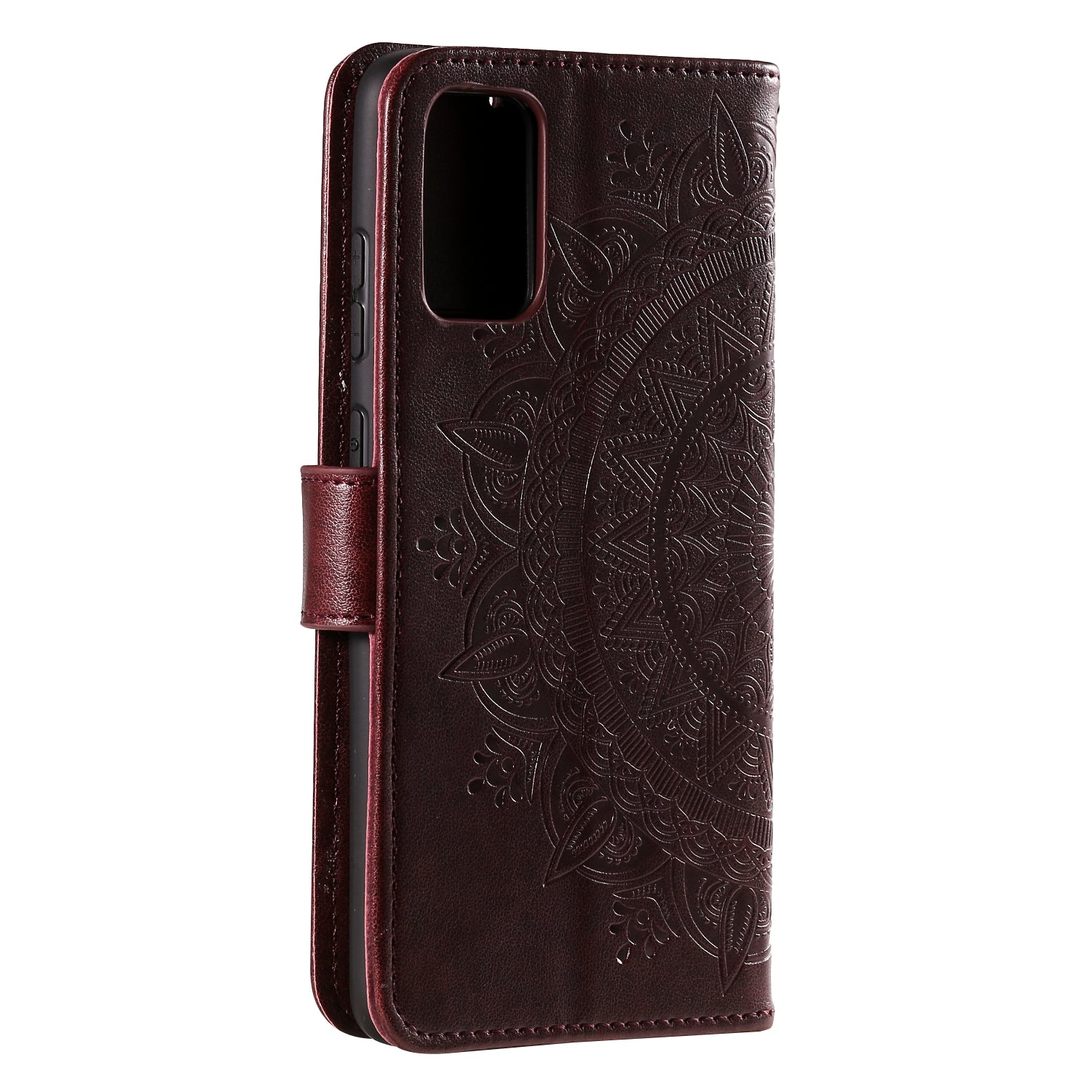 Imprint Flower Leather Cover for Samsung Galaxy S20 FE 4G/5G/S20 Lite/S20 FE 2022 - Brown