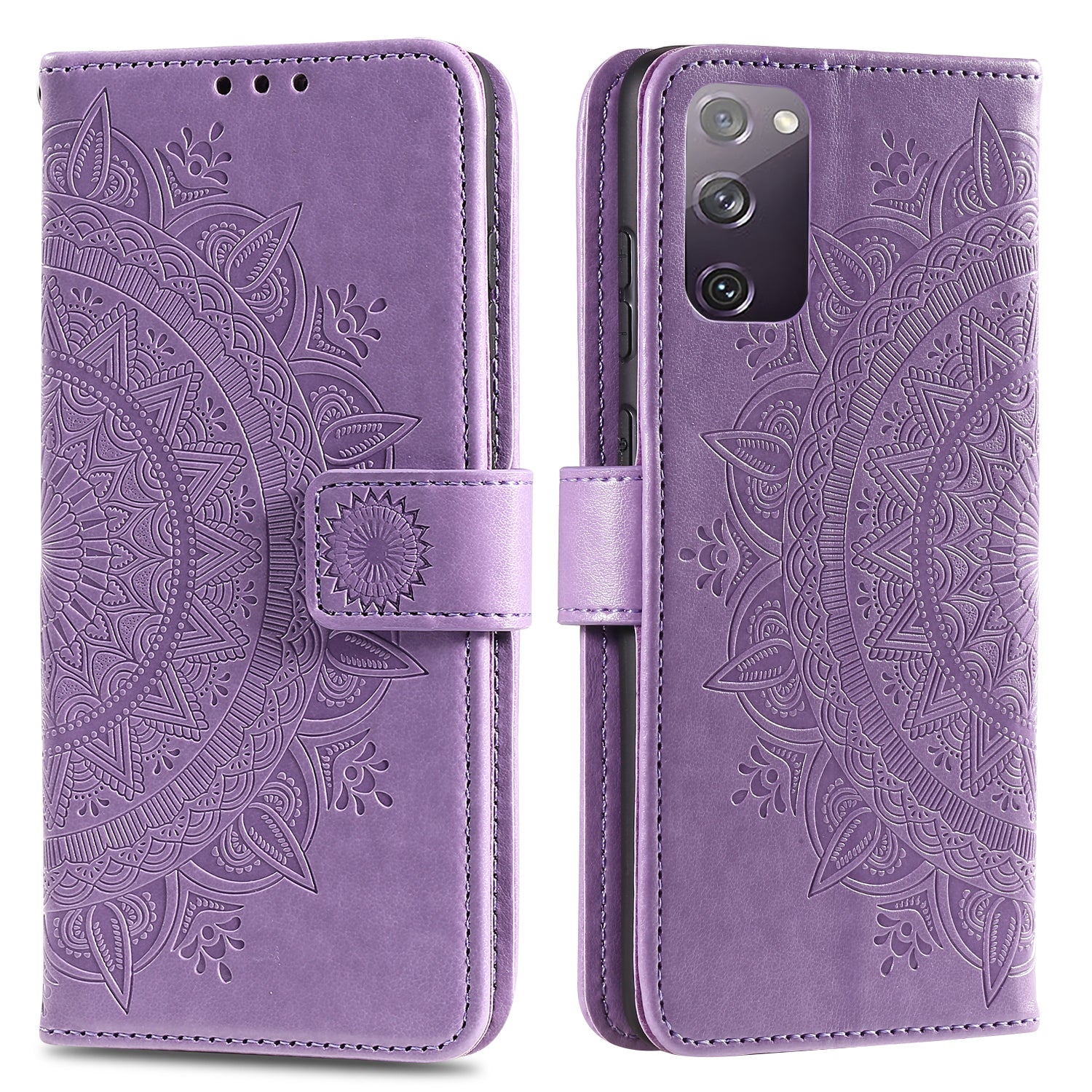 Imprint Flower Leather Cover for Samsung Galaxy S20 FE 4G/5G/S20 Lite/S20 FE 2022 - Purple