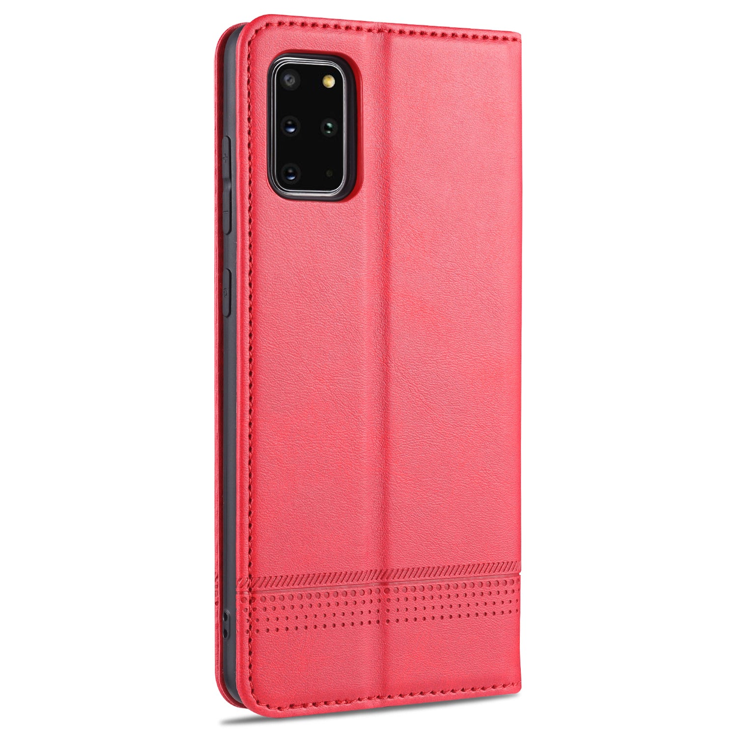 AZNS Magnetic Absorbed Leather Protector Wallet Cover Case for Samsung Galaxy S20 Ultra - Red