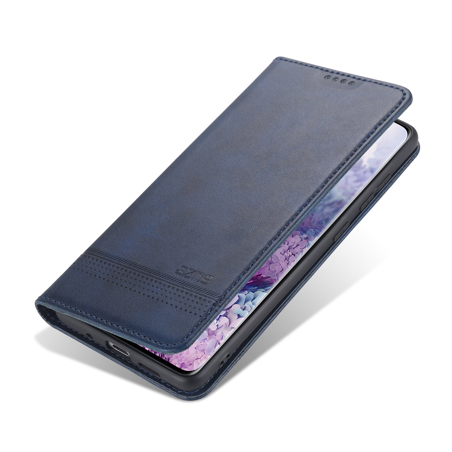 AZNS Magnetic Absorbed Leather Protector Wallet Cover Case for Samsung Galaxy S20 Ultra - Blue