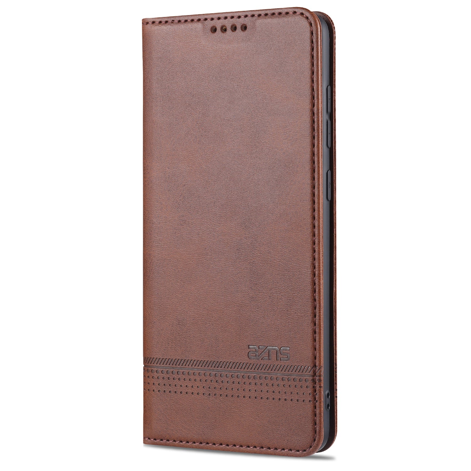 AZNS Magnetic Absorbed Leather Protector Wallet Cover Case for Samsung Galaxy S20 Ultra - Coffee