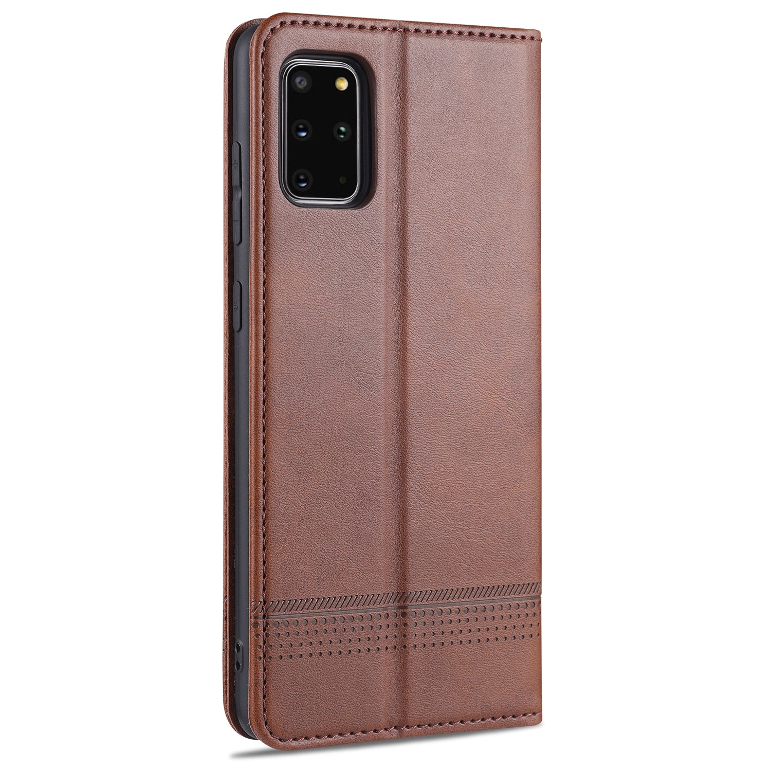 AZNS Magnetic Absorbed Leather Protector Wallet Cover Case for Samsung Galaxy S20 Ultra - Coffee