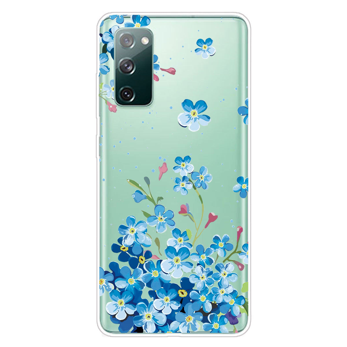 Printing Skin IMD TPU Cover for Samsung Galaxy S20 FE 4G/5G/S20 Lite/S20 FE 2022 - Blue Flowers