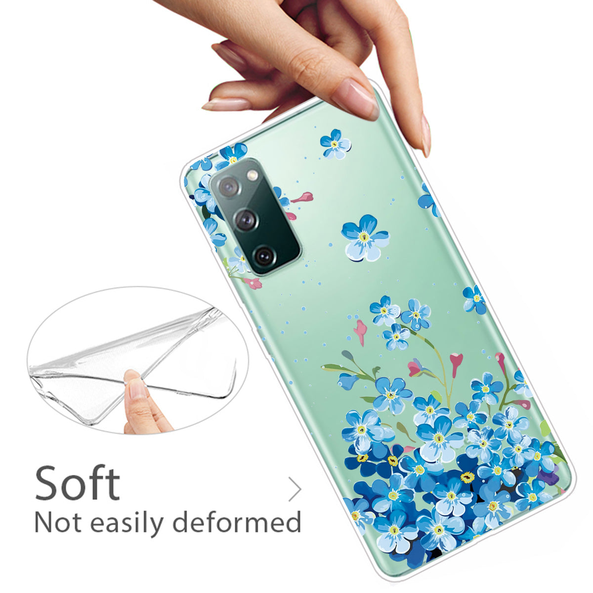 Printing Skin IMD TPU Cover for Samsung Galaxy S20 FE 4G/5G/S20 Lite/S20 FE 2022 - Blue Flowers