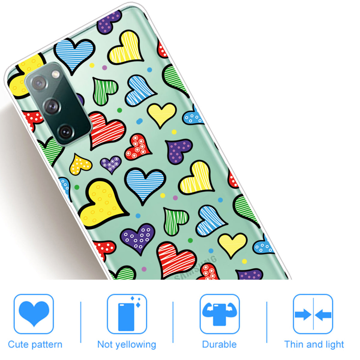 Printing Skin IMD TPU Cover for Samsung Galaxy S20 FE 4G/5G/S20 Lite/S20 FE 2022 - Colorful Love Hearts