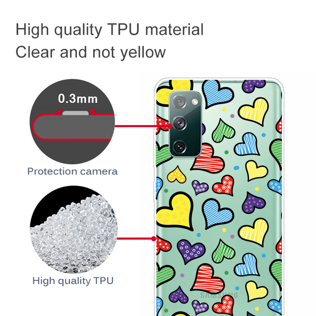 Printing Skin IMD TPU Cover for Samsung Galaxy S20 FE 4G/5G/S20 Lite/S20 FE 2022 - Colorful Love Hearts