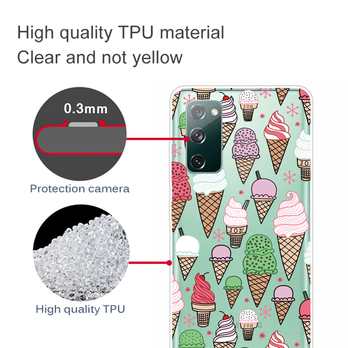 Printing Skin IMD TPU Cover for Samsung Galaxy S20 FE 4G/5G/S20 Lite/S20 FE 2022 - Colorful Ice Creams