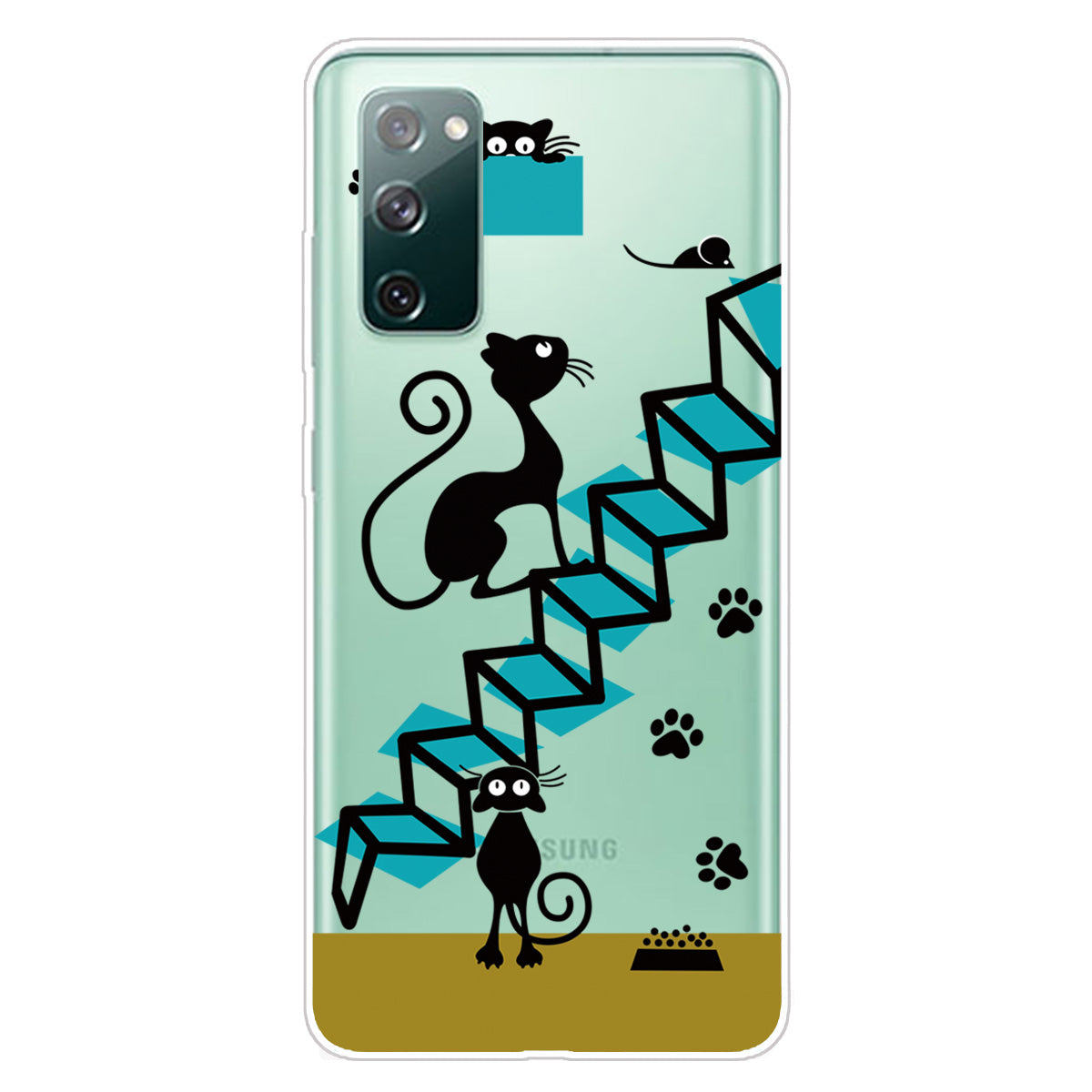 Printing Skin IMD TPU Cover for Samsung Galaxy S20 FE 4G/5G/S20 Lite/S20 FE 2022 - Cat Climbing Ladder