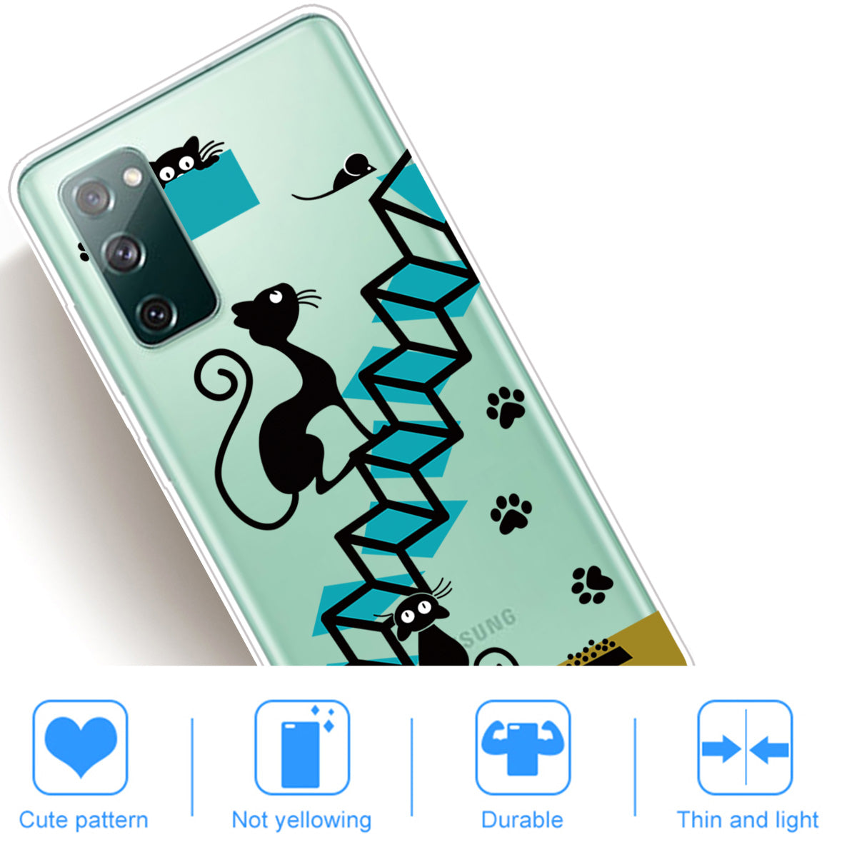 Printing Skin IMD TPU Cover for Samsung Galaxy S20 FE 4G/5G/S20 Lite/S20 FE 2022 - Cat Climbing Ladder