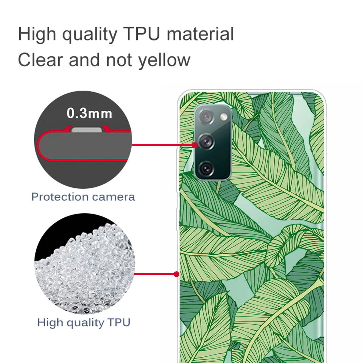 For Samsung Galaxy S20 FE 4G/5G/S20 Lite/S20 FE 2022 Phone Case Pattern Printed IMD TPU Phone Protector - Green Leaves