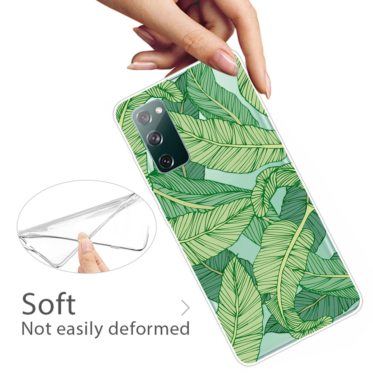 For Samsung Galaxy S20 FE 4G/5G/S20 Lite/S20 FE 2022 Phone Case Pattern Printed IMD TPU Phone Protector - Green Leaves