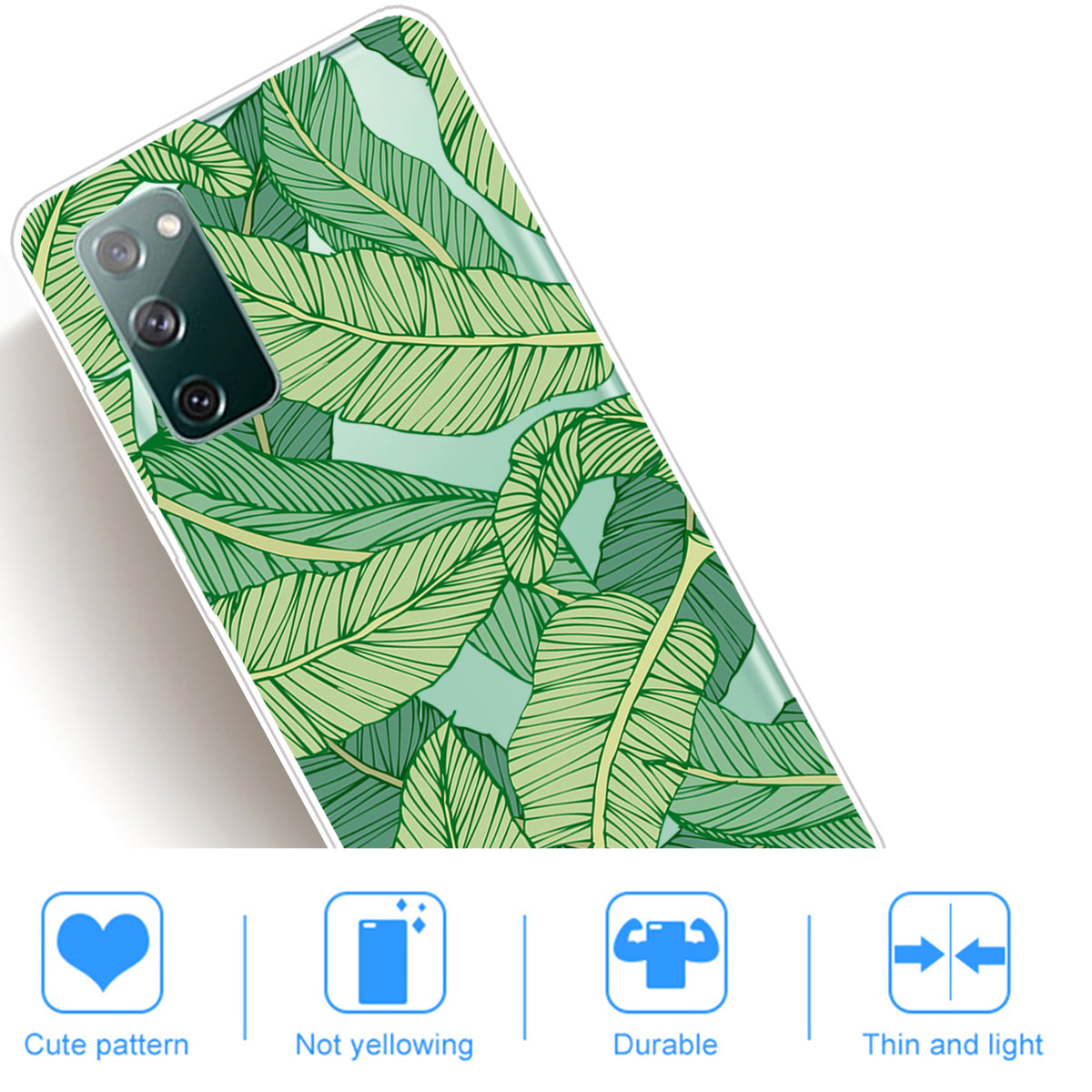 For Samsung Galaxy S20 FE 4G/5G/S20 Lite/S20 FE 2022 Phone Case Pattern Printed IMD TPU Phone Protector - Green Leaves