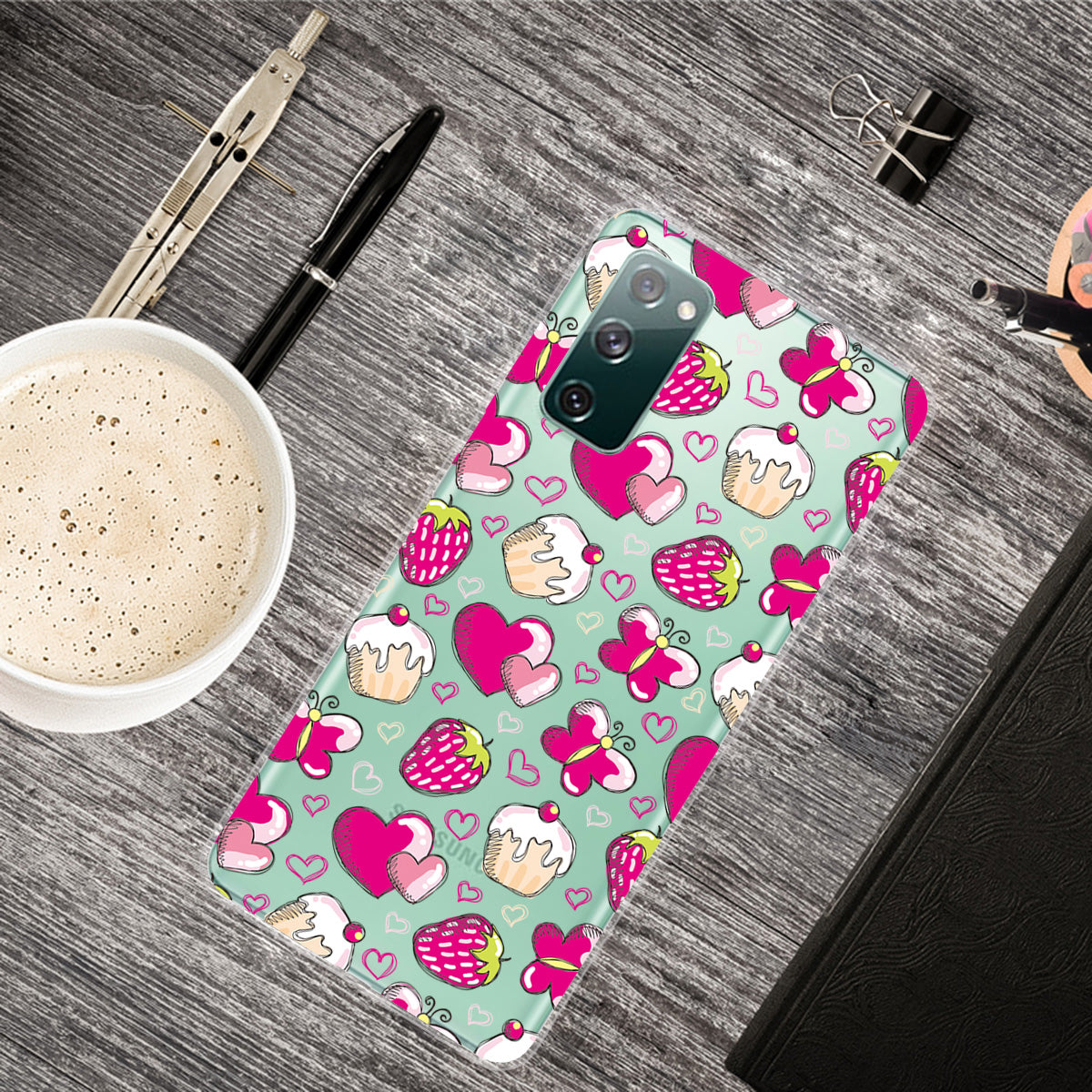 For Samsung Galaxy S20 FE 4G/5G/S20 Lite/S20 FE 2022 Phone Case Pattern Printed IMD TPU Phone Protector - Cakes and Strawberries