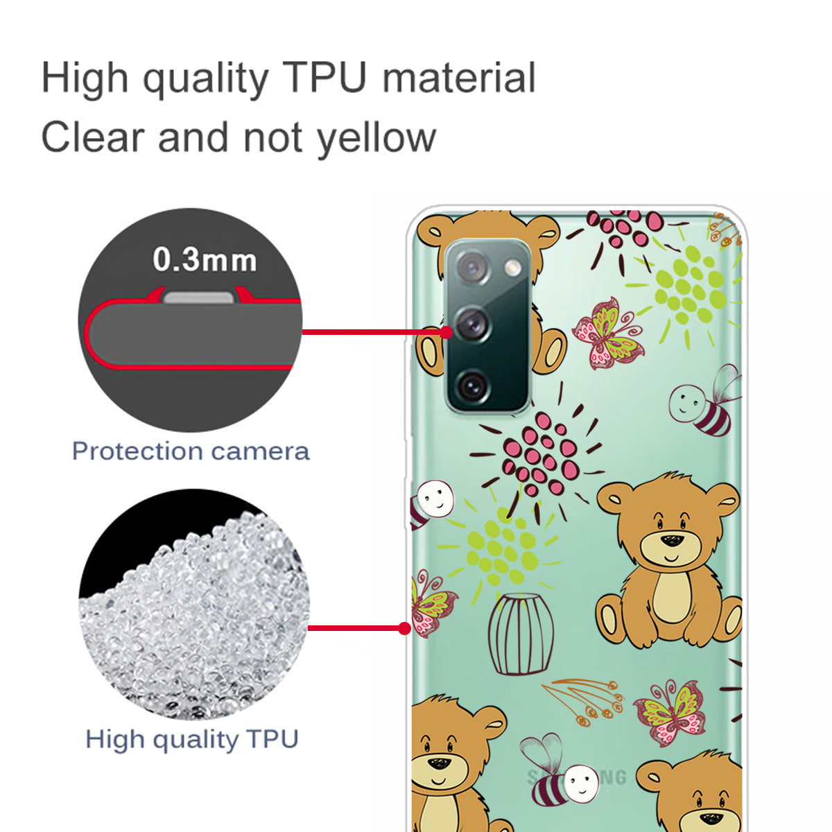 For Samsung Galaxy S20 FE 4G/5G/S20 Lite/S20 FE 2022 Phone Case Pattern Printed IMD TPU Phone Protector - Bear