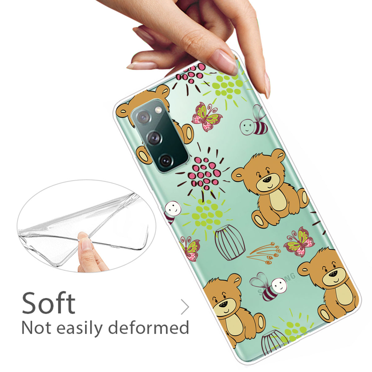 For Samsung Galaxy S20 FE 4G/5G/S20 Lite/S20 FE 2022 Phone Case Pattern Printed IMD TPU Phone Protector - Bear