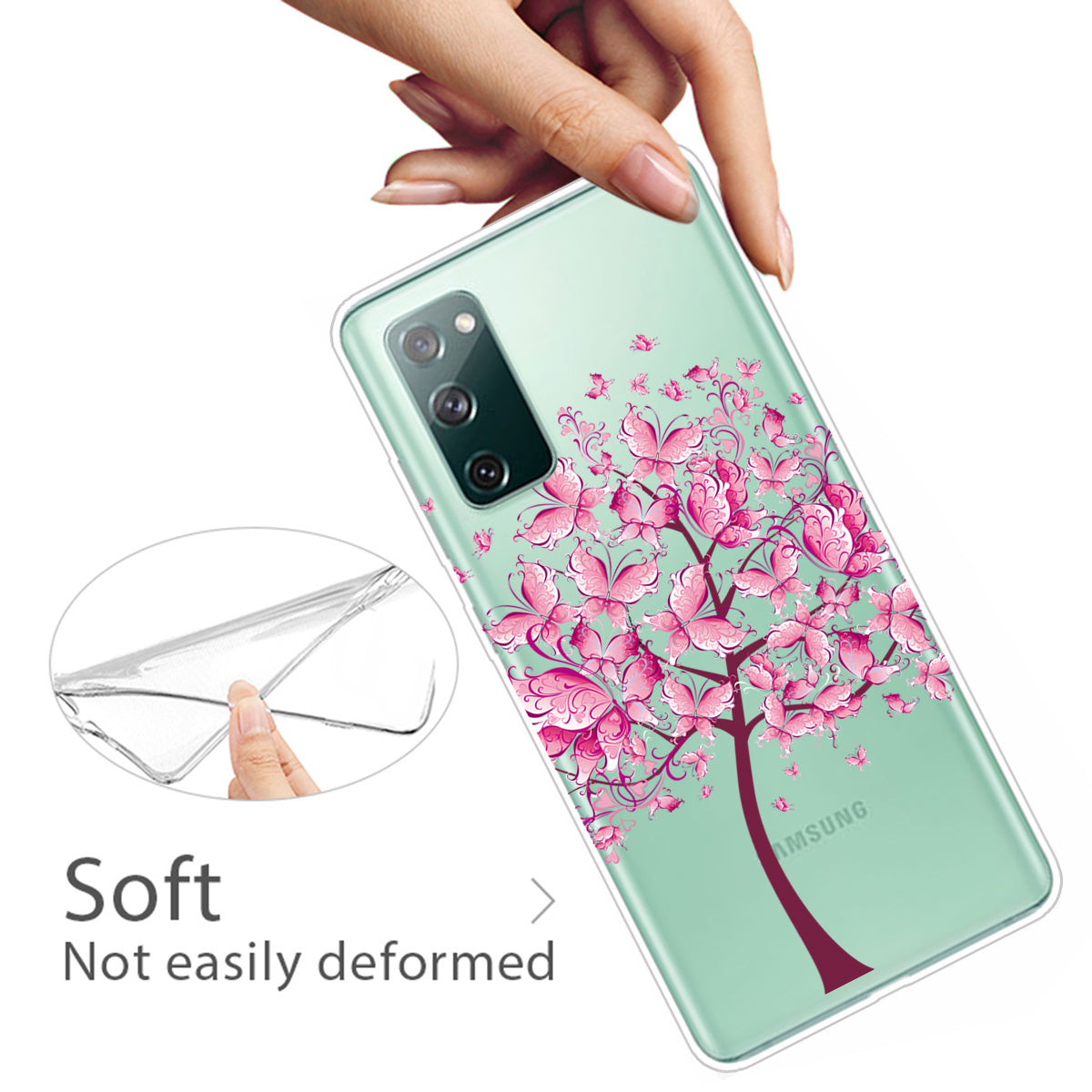 For Samsung Galaxy S20 FE 4G/5G/S20 Lite/S20 FE 2022 Phone Case Pattern Printed IMD TPU Phone Protector - Pink Butterfly Tree