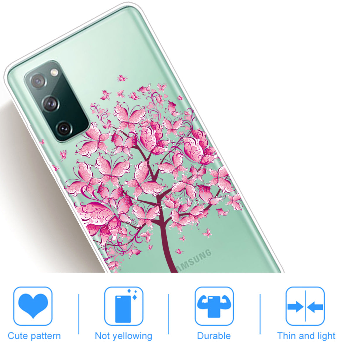 For Samsung Galaxy S20 FE 4G/5G/S20 Lite/S20 FE 2022 Phone Case Pattern Printed IMD TPU Phone Protector - Pink Butterfly Tree