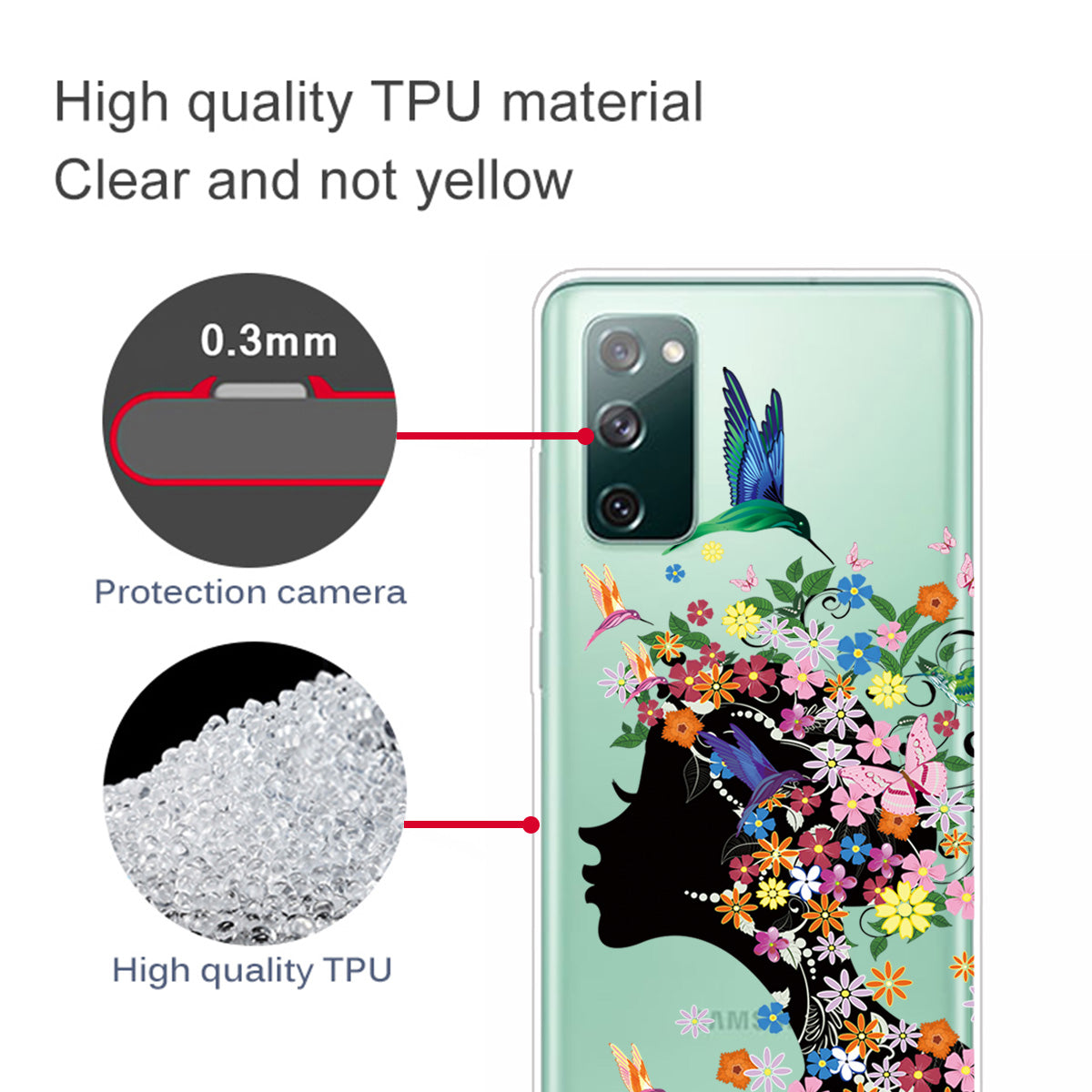 For Samsung Galaxy S20 FE 4G/5G/S20 Lite/S20 FE 2022 Phone Case Pattern Printed IMD TPU Phone Protector - Flowered Girl