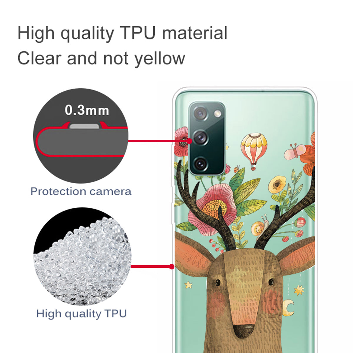 For Samsung Galaxy S20 FE 4G/5G/S20 Lite/S20 FE 2022 Phone Case Pattern Printed IMD TPU Phone Protector - Flowered Elk