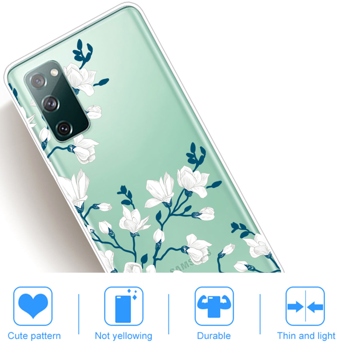 For Samsung Galaxy S20 FE 4G/5G/S20 Lite/S20 FE 2022 Phone Case Pattern Printed IMD TPU Phone Protector - White Flowers