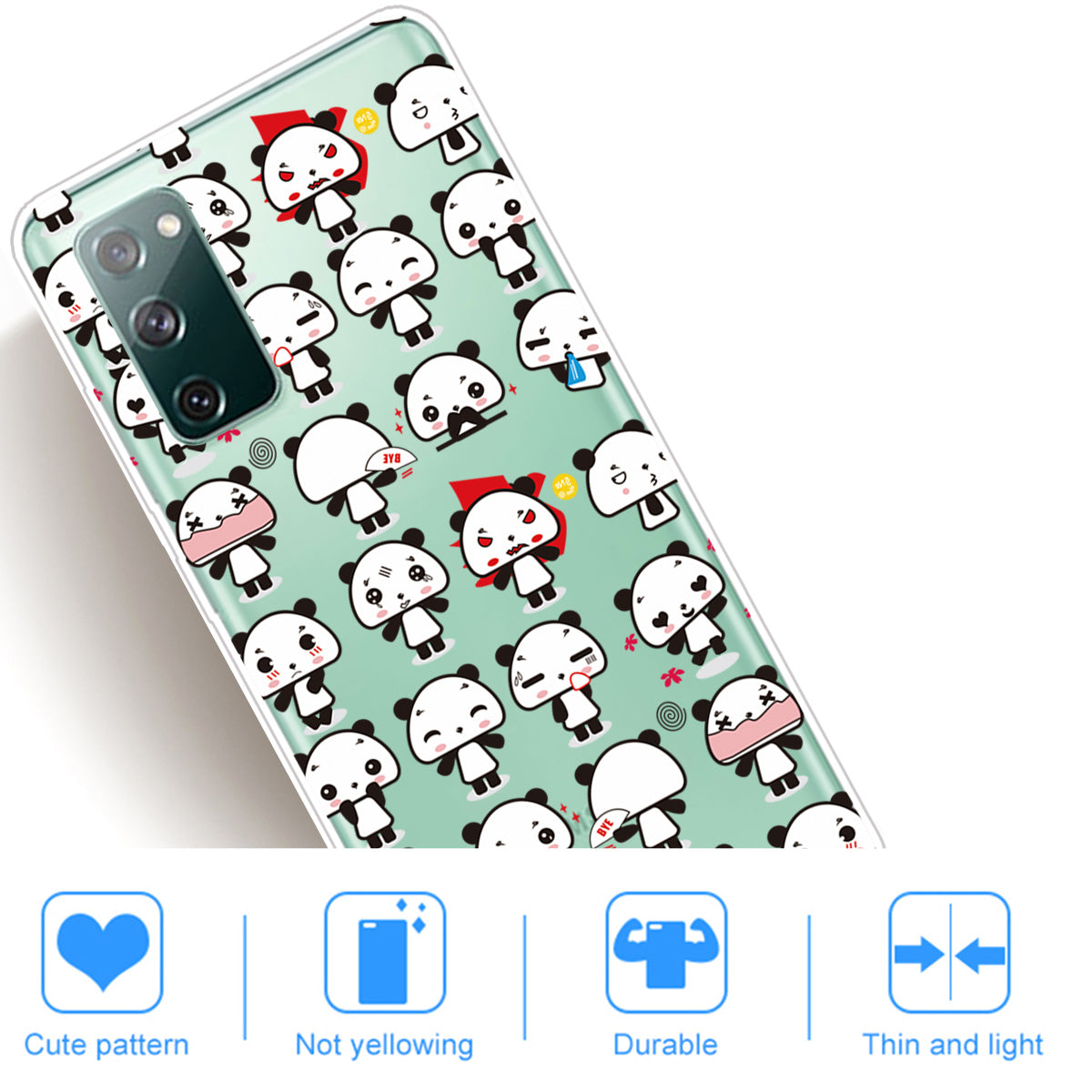 For Samsung Galaxy S20 FE 4G/5G/S20 Lite/S20 FE 2022 Phone Case Pattern Printed IMD TPU Phone Protector - Panda with Various emotions