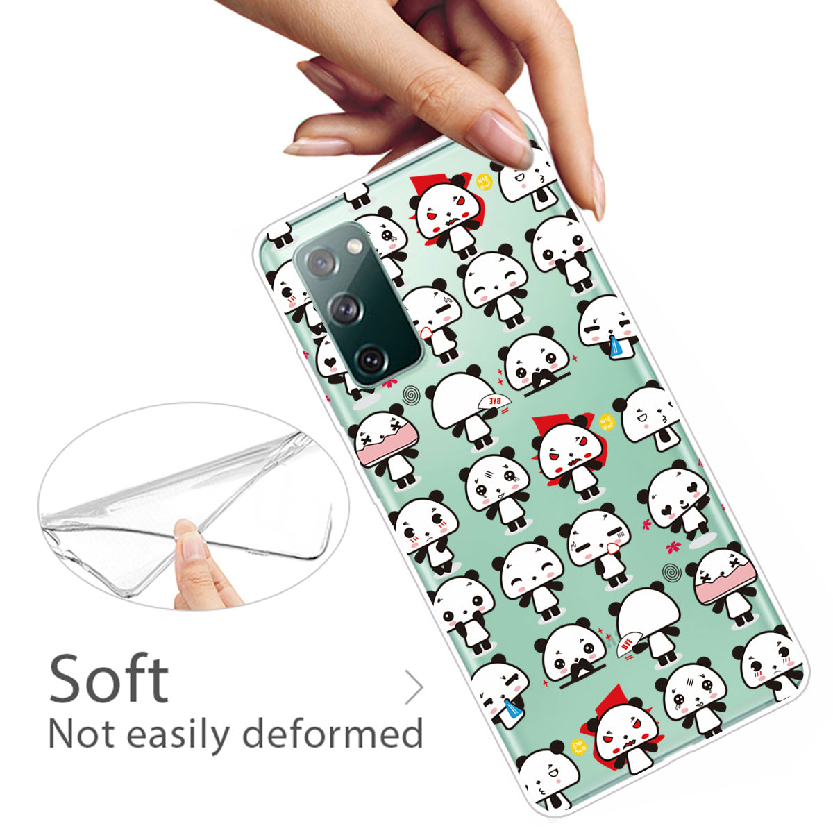 For Samsung Galaxy S20 FE 4G/5G/S20 Lite/S20 FE 2022 Phone Case Pattern Printed IMD TPU Phone Protector - Panda with Various emotions