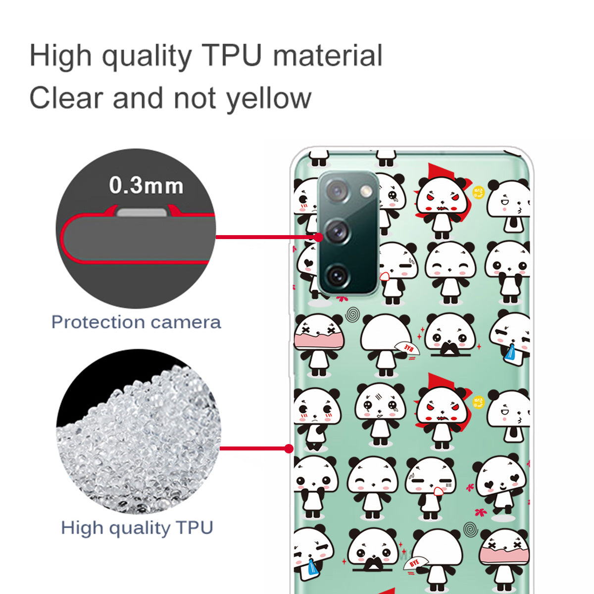 For Samsung Galaxy S20 FE 4G/5G/S20 Lite/S20 FE 2022 Phone Case Pattern Printed IMD TPU Phone Protector - Panda with Various emotions