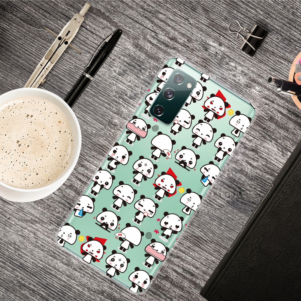 For Samsung Galaxy S20 FE 4G/5G/S20 Lite/S20 FE 2022 Phone Case Pattern Printed IMD TPU Phone Protector - Panda with Various emotions