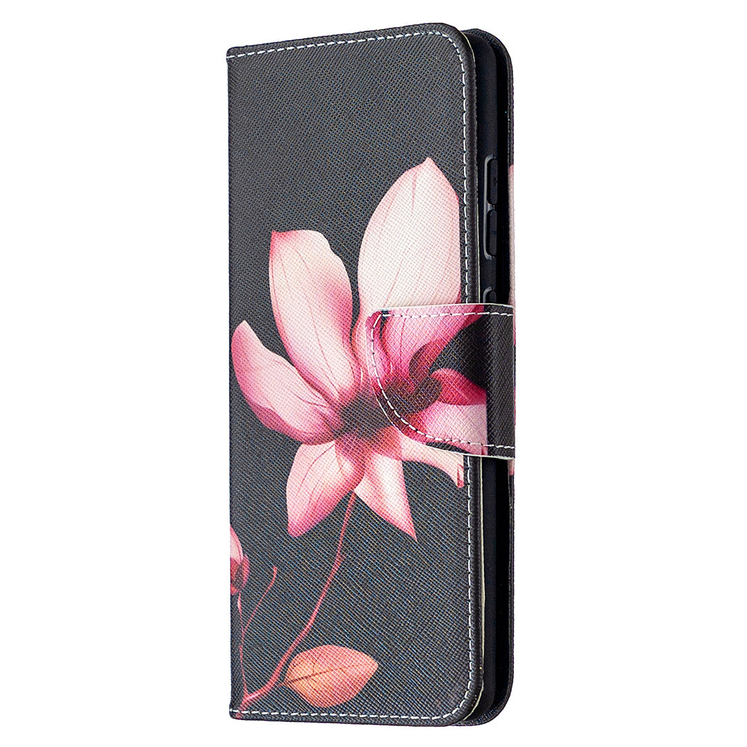 Pattern Printing Case Wallet Stand Leather Cover Protector for Samsung Galaxy S20 FE 4G/FE 5G/S20 Lite/S20 FE 2022 - Pink Flower