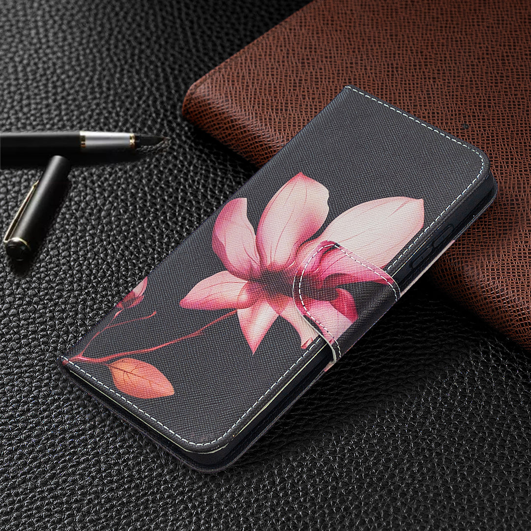 Pattern Printing Case Wallet Stand Leather Cover Protector for Samsung Galaxy S20 FE 4G/FE 5G/S20 Lite/S20 FE 2022 - Pink Flower