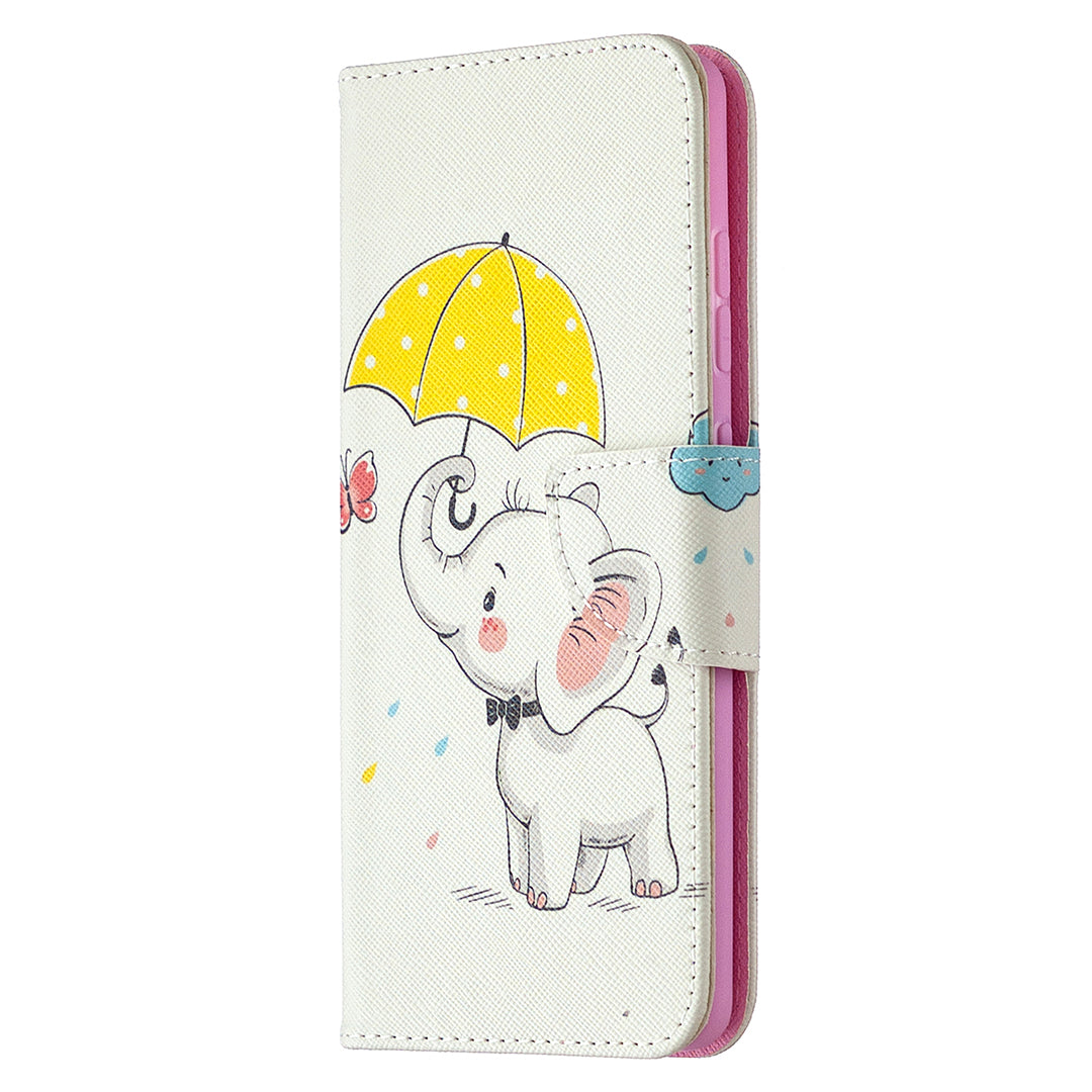 Pattern Printing Case Wallet Stand Leather Cover Protector for Samsung Galaxy S20 FE 4G/FE 5G/S20 Lite/S20 FE 2022 - Cute Elephant