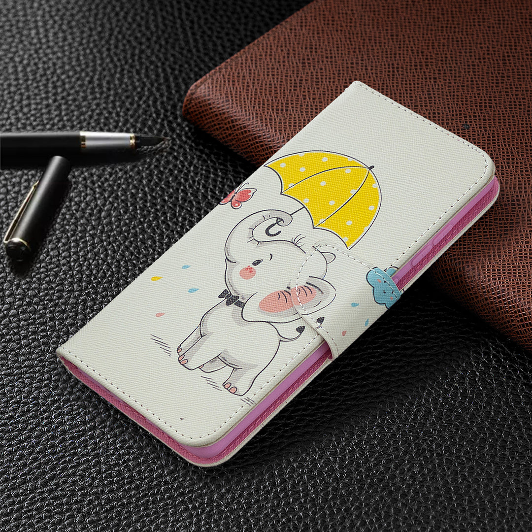 Pattern Printing Case Wallet Stand Leather Cover Protector for Samsung Galaxy S20 FE 4G/FE 5G/S20 Lite/S20 FE 2022 - Cute Elephant