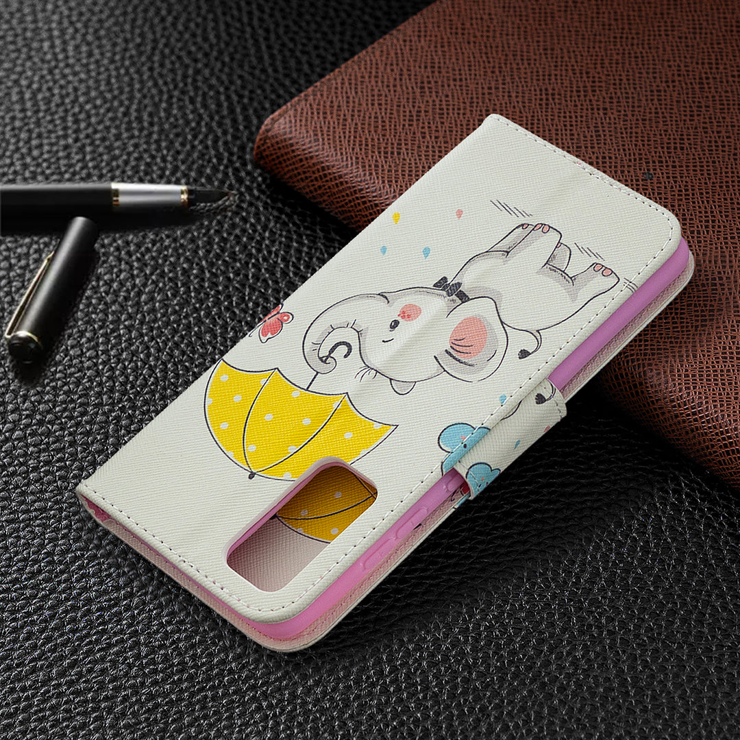 Pattern Printing Case Wallet Stand Leather Cover Protector for Samsung Galaxy S20 FE 4G/FE 5G/S20 Lite/S20 FE 2022 - Cute Elephant