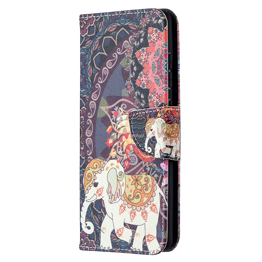 Pattern Printing Case Wallet Stand Leather Cover Protector for Samsung Galaxy S20 FE 4G/FE 5G/S20 Lite/S20 FE 2022 - Elephant