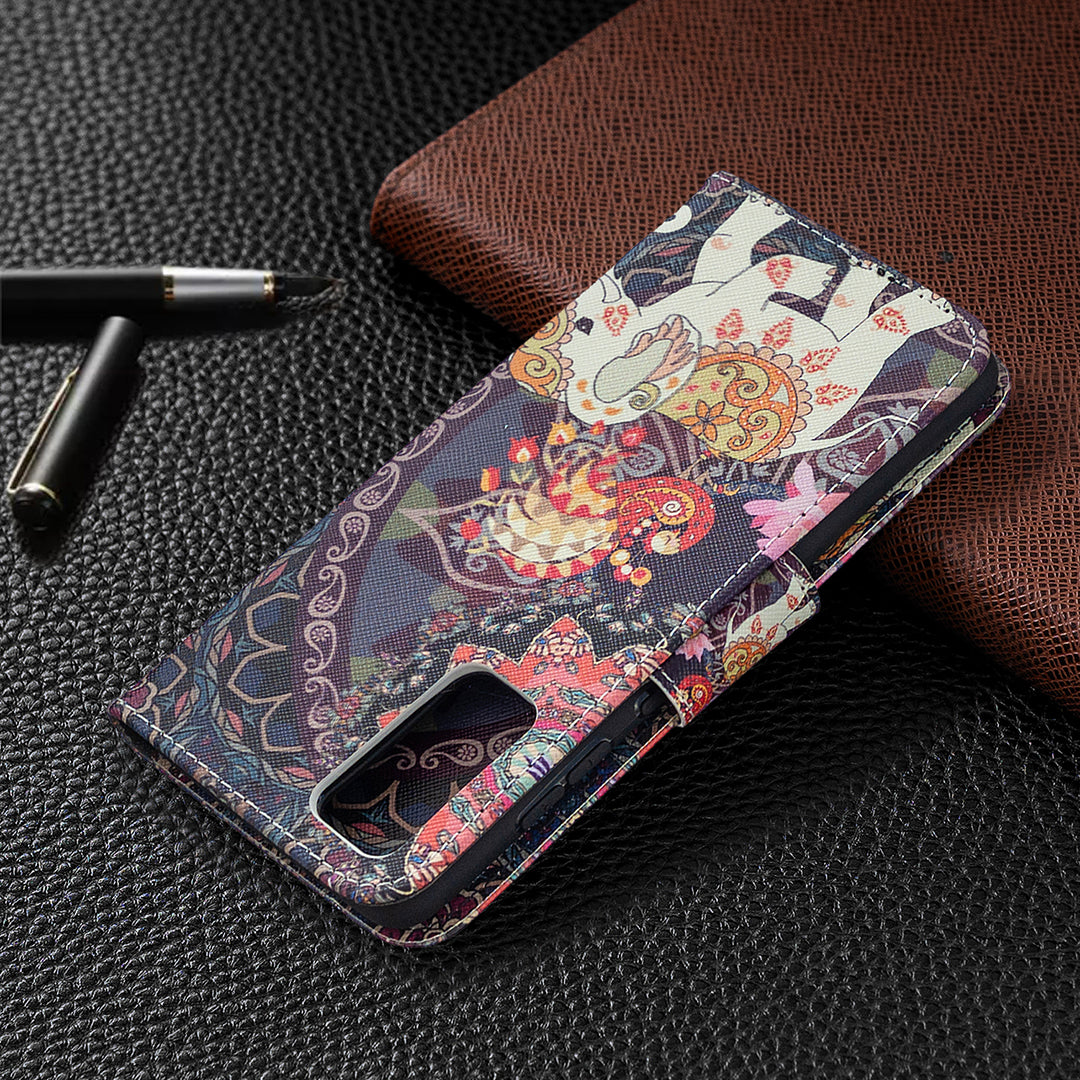 Pattern Printing Case Wallet Stand Leather Cover Protector for Samsung Galaxy S20 FE 4G/FE 5G/S20 Lite/S20 FE 2022 - Elephant