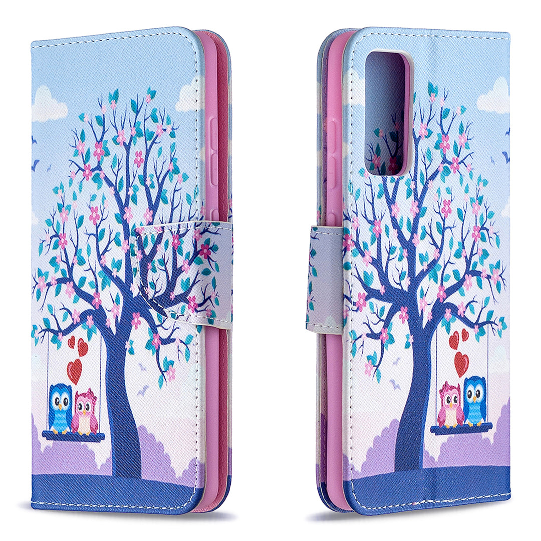 Pattern Printing Case Wallet Stand Leather Cover Protector for Samsung Galaxy S20 FE 4G/FE 5G/S20 Lite/S20 FE 2022 - Owls On The Street