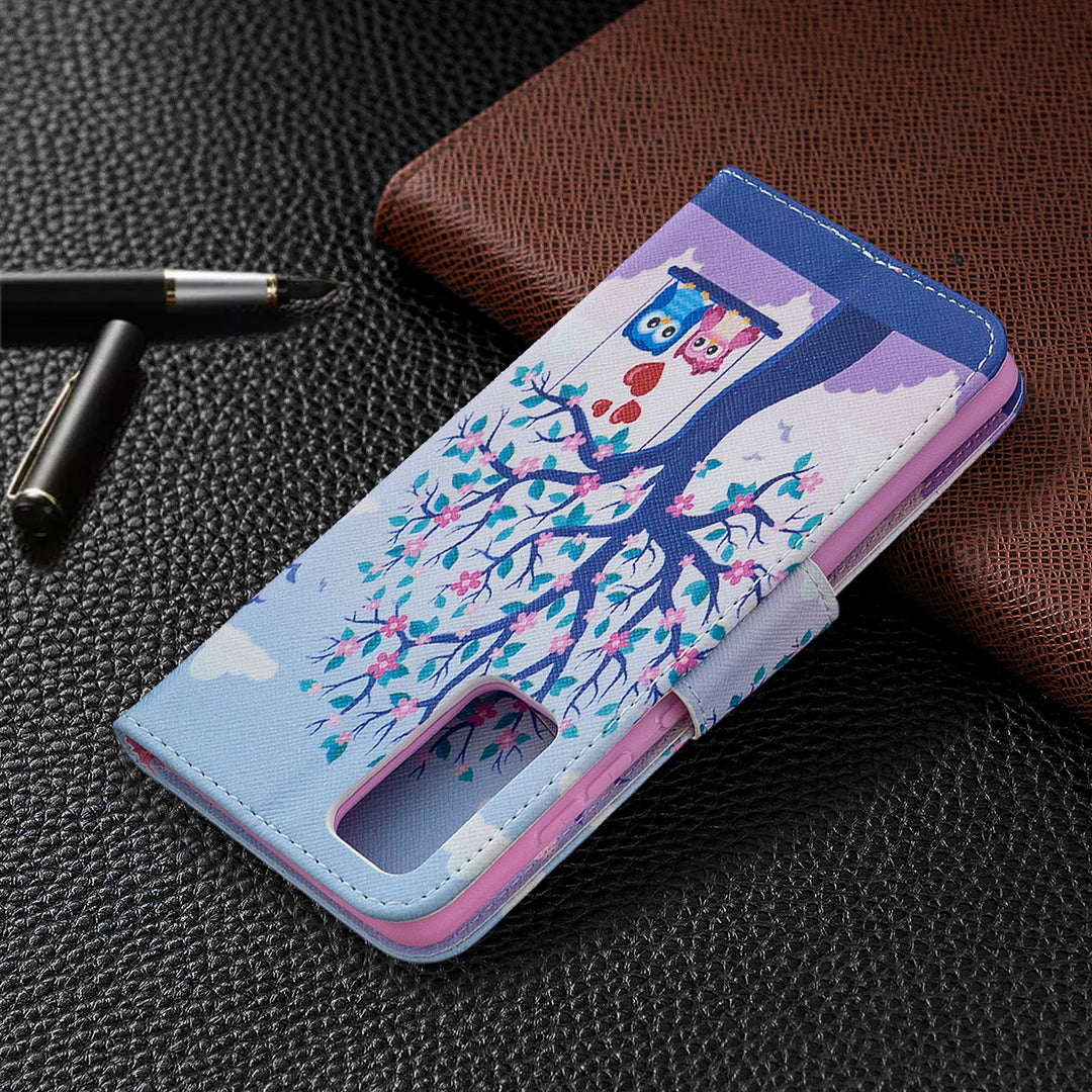 Pattern Printing Case Wallet Stand Leather Cover Protector for Samsung Galaxy S20 FE 4G/FE 5G/S20 Lite/S20 FE 2022 - Owls On The Street