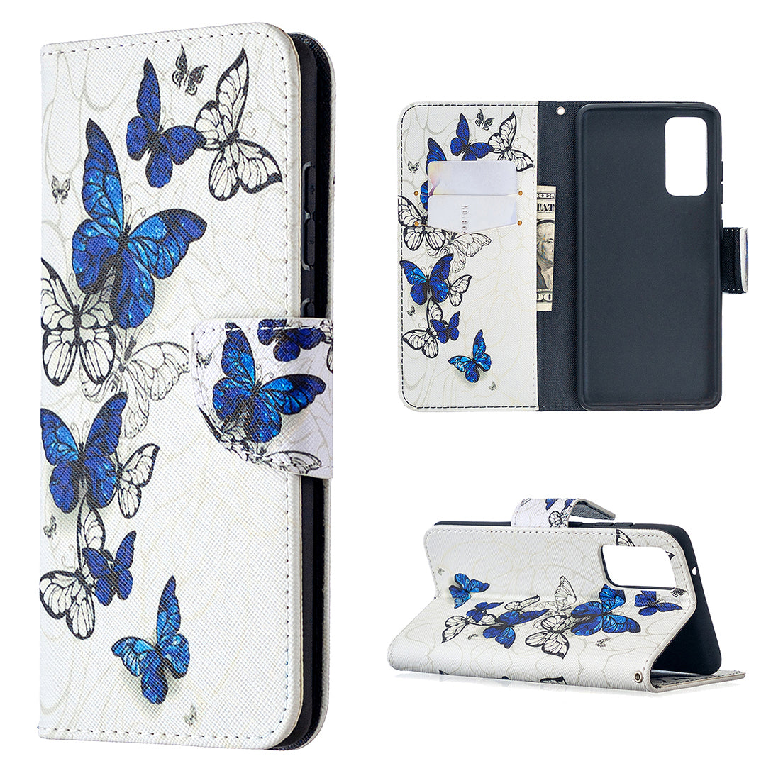 Pattern Printing Case Wallet Stand Leather Cover Protector for Samsung Galaxy S20 FE 4G/FE 5G/S20 Lite/S20 FE 2022 - Beautiful Butterfly