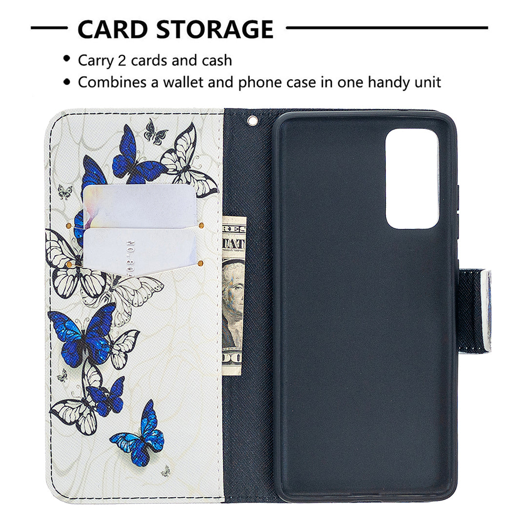 Pattern Printing Case Wallet Stand Leather Cover Protector for Samsung Galaxy S20 FE 4G/FE 5G/S20 Lite/S20 FE 2022 - Beautiful Butterfly