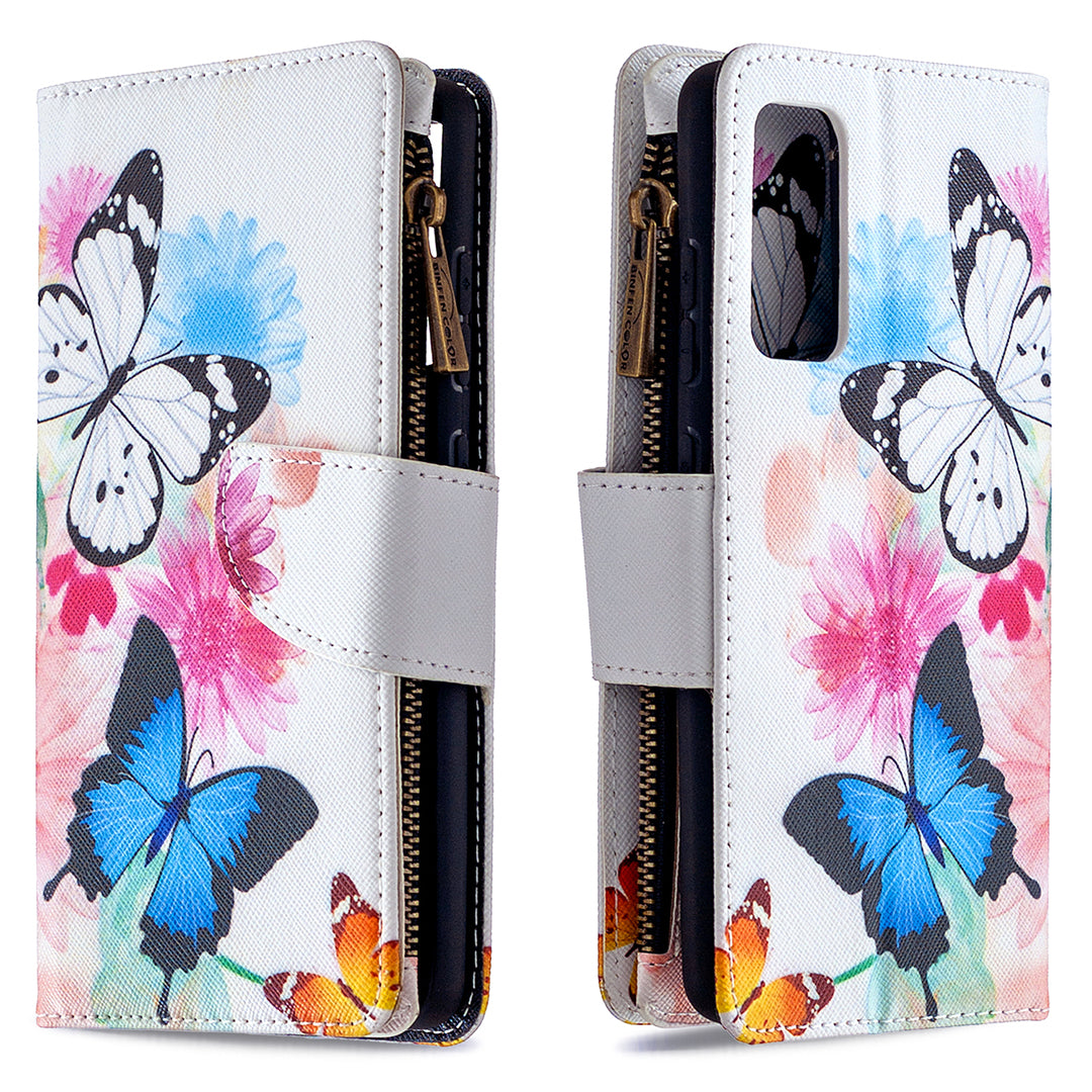 Pattern Printing Case Wallet Stand Leather Cover Protector for Samsung Galaxy S20 FE 4G/FE 5G/S20 Lite/S20 FE 2022 - Butterfly