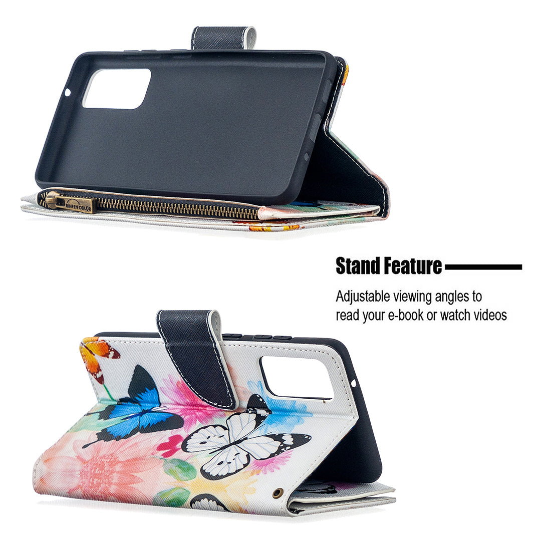 Pattern Printing Case Wallet Stand Leather Cover Protector for Samsung Galaxy S20 FE 4G/FE 5G/S20 Lite/S20 FE 2022 - Butterfly